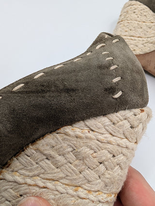 Khaki Espadrille Wedge Platforms