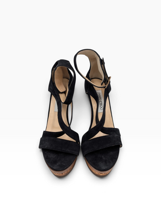 Black Suede Pumps With Wrap Around Straps