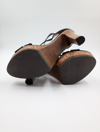 Black Suede Pumps With Wrap Around Straps
