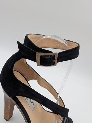 Black Suede Pumps With Wrap Around Straps