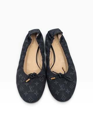 Blue Lv Monogram Canvas Ballet Flats