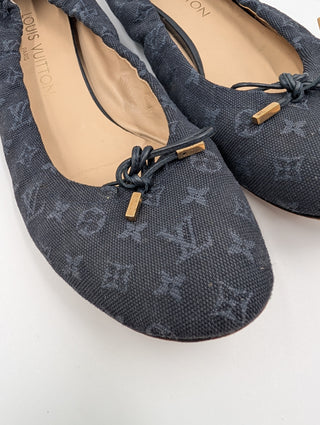 Blue Lv Monogram Canvas Ballet Flats