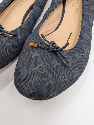Blue Lv Monogram Canvas Ballet Flats