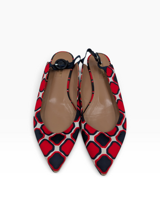 Geometric Printed Slingback Flats