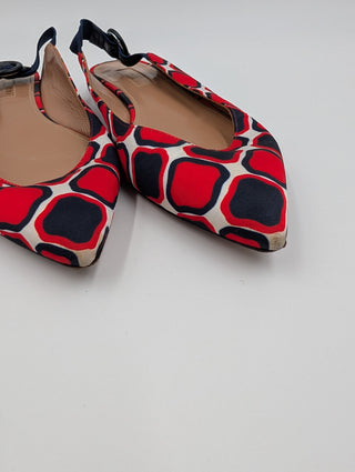Geometric Printed Slingback Flats