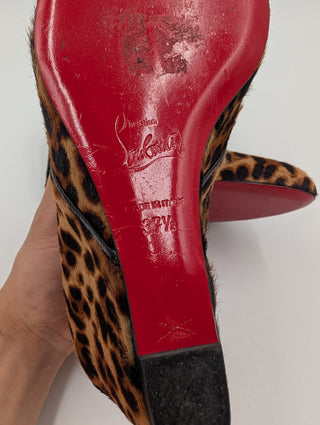 Leopard Print Pony Hair Lady Schuss Wedge Ankle Boots