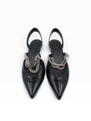 Black Kitty Heels With Chain Link