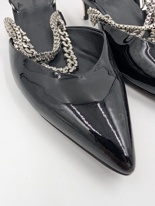Black Kitty Heels With Chain Link