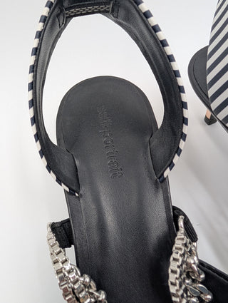 Black Kitty Heels With Chain Link