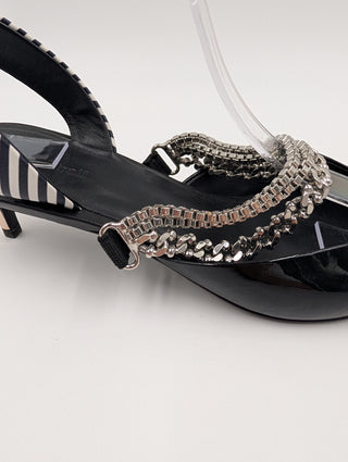 Black Kitty Heels With Chain Link