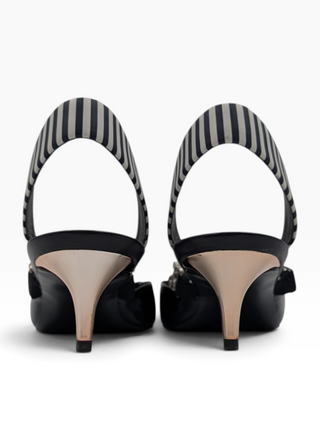 Black Kitty Heels With Chain Link