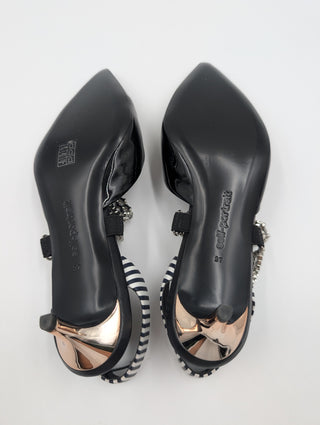 Black Kitty Heels With Chain Link