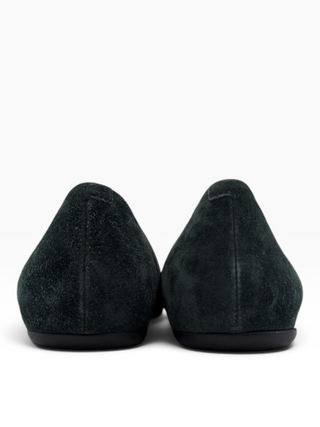 Green Suede Round-Toe Ballerinas