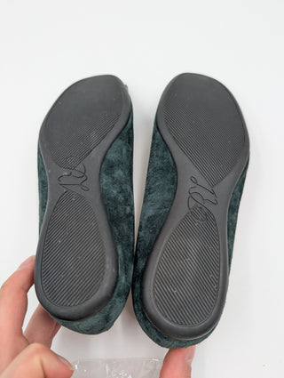 Green Suede Round-Toe Ballerinas