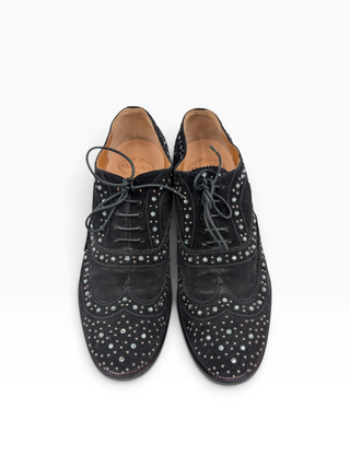 Black Suede Dress Shoes With Rhinestones
