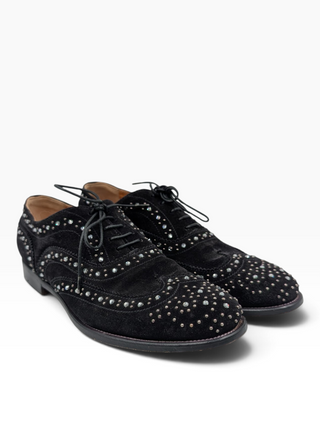 Black Suede Dress Shoes With Rhinestones