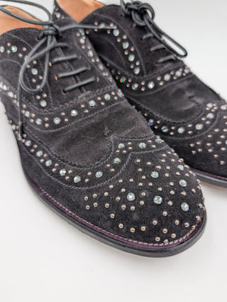 Black Suede Dress Shoes With Rhinestones