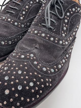 Black Suede Dress Shoes With Rhinestones