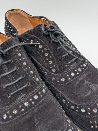 Black Suede Dress Shoes With Rhinestones