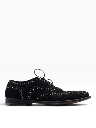 Black Suede Dress Shoes With Rhinestones