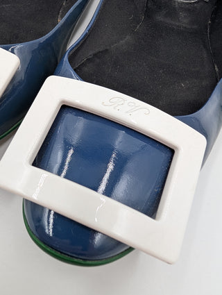 Blue Patent Leather Ballerinas