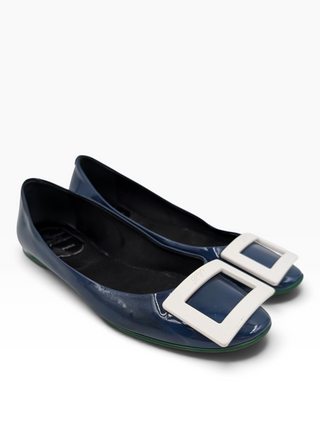 Blue Patent Leather Ballerinas