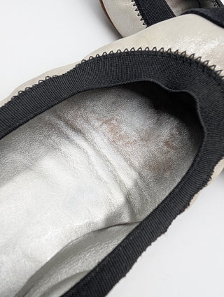 Silver And Black Cap-Toe Ballet Flats