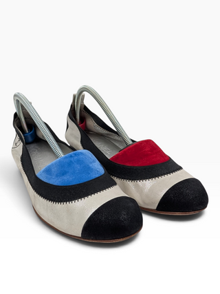 Silver And Black Cap-Toe Ballet Flats