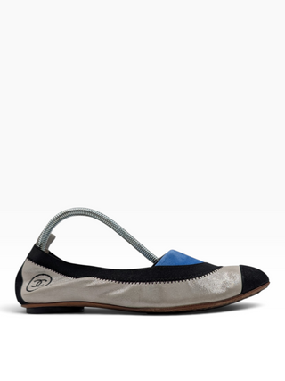 Silver And Black Cap-Toe Ballet Flats