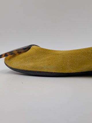 Yellow Suede Gommette Tortoiseshell Buckle Ballerinas