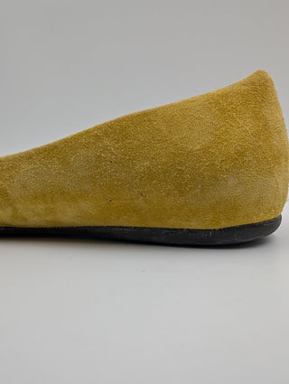 Yellow Suede Gommette Tortoiseshell Buckle Ballerinas