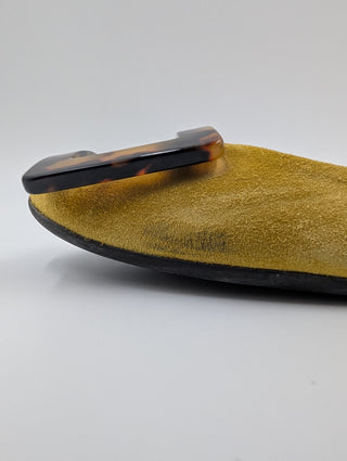 Yellow Suede Gommette Tortoiseshell Buckle Ballerinas