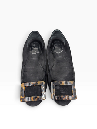 Black Suede Gommette Ballerinas