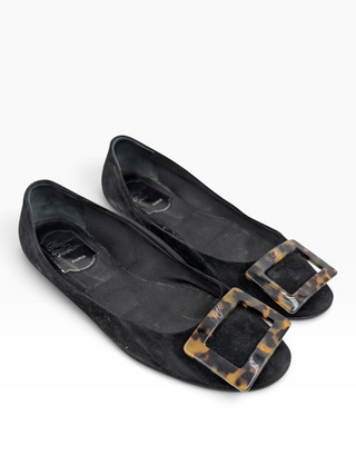 Black Suede Gommette Ballerinas