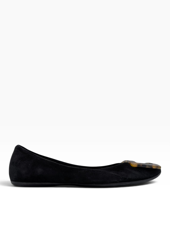 Black Suede Gommette Ballerinas