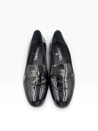 Black Patent Leather Pearl CC Loafers