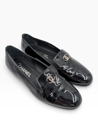 Black Patent Leather Pearl CC Loafers