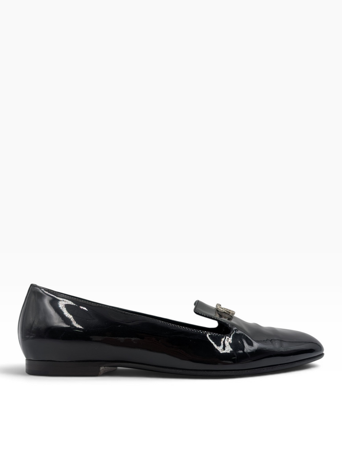 Black Patent Leather Pearl CC Loafers