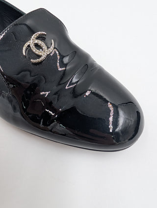 Black Patent Leather Pearl CC Loafers