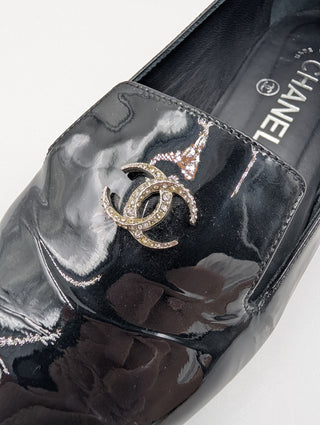 Black Patent Leather Pearl CC Loafers
