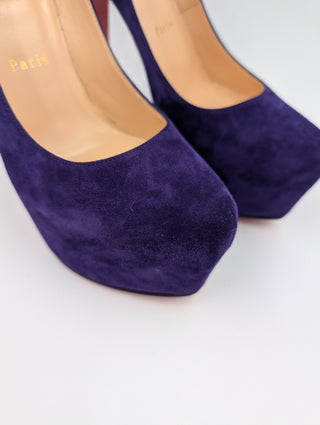 Purple Suede Daffodile Platform Heels