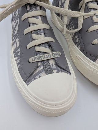 Grey Knit Fabric And Leather Walk'N'Dior High Top Sneakers
