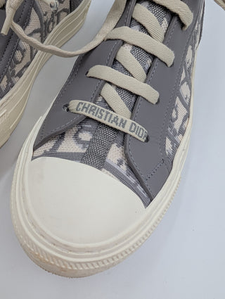 Grey Knit Fabric And Leather Walk'N'Dior High Top Sneakers