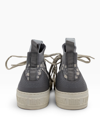 Grey Knit Fabric And Leather Walk'N'Dior High Top Sneakers