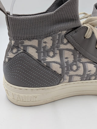 Grey Knit Fabric And Leather Walk'N'Dior High Top Sneakers