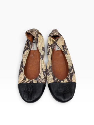 Snakeskin Pattern Scrunch Ballet Flats