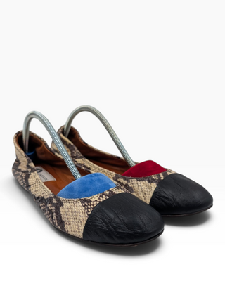 Snakeskin Pattern Scrunch Ballet Flats