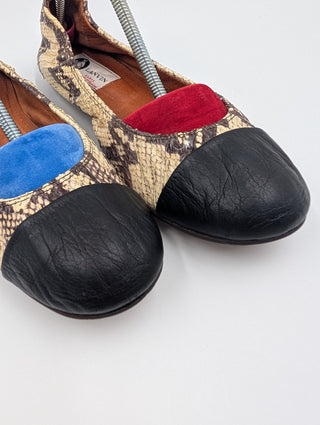 Snakeskin Pattern Scrunch Ballet Flats