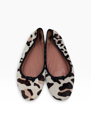 Printed Pony Skin Pumps With Bow Detail