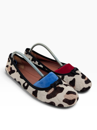 Printed Pony Skin Pumps With Bow Detail